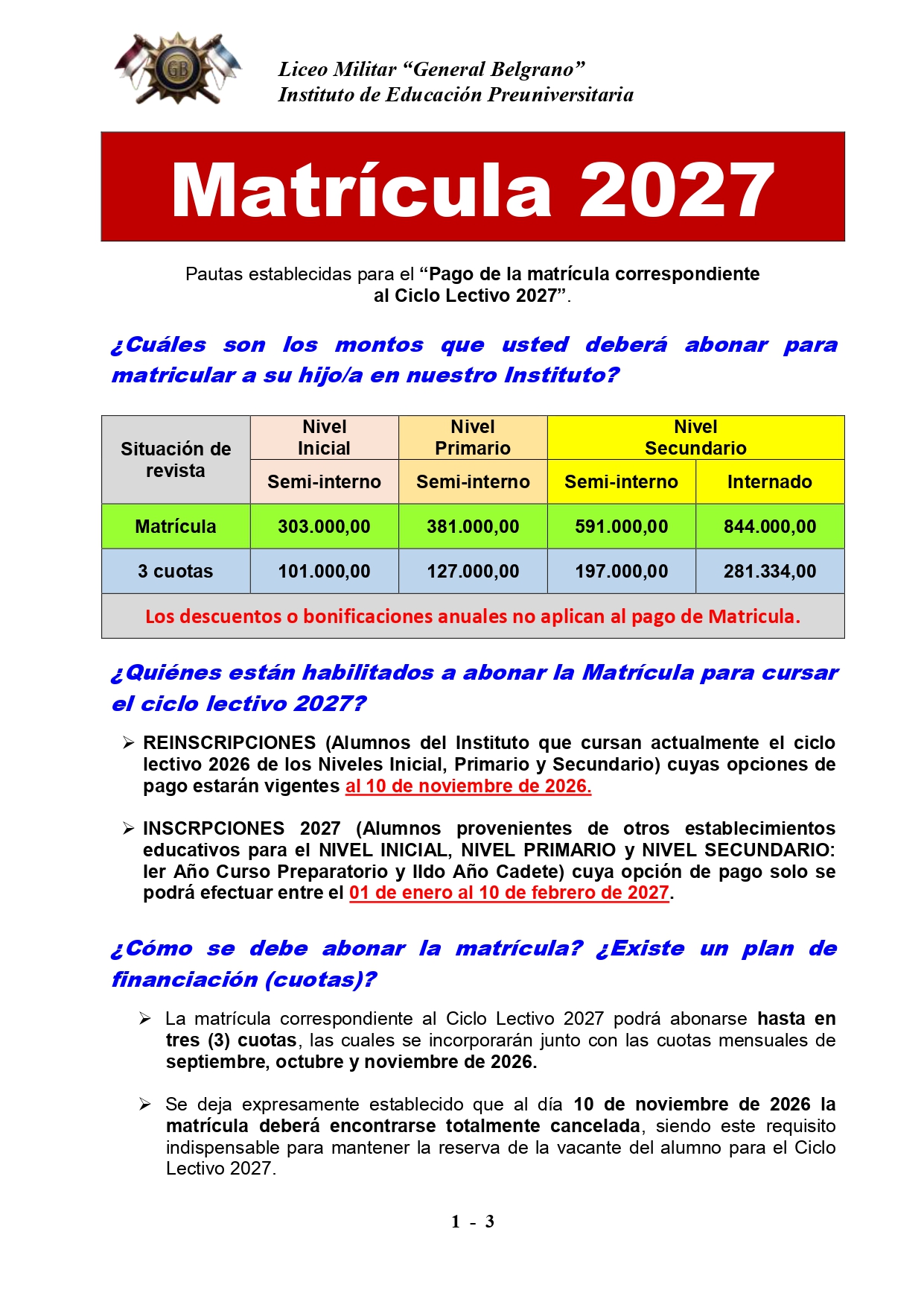 Matrícula 2027 - Página 1