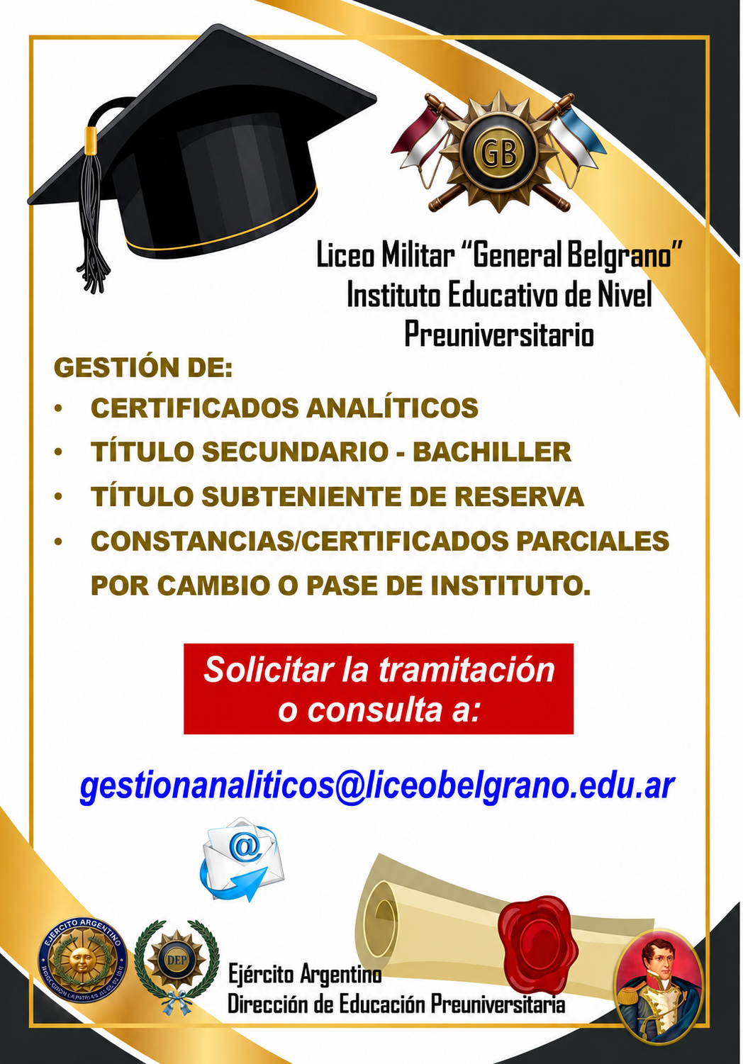 Afiche institucional del Liceo Militar General Belgrano